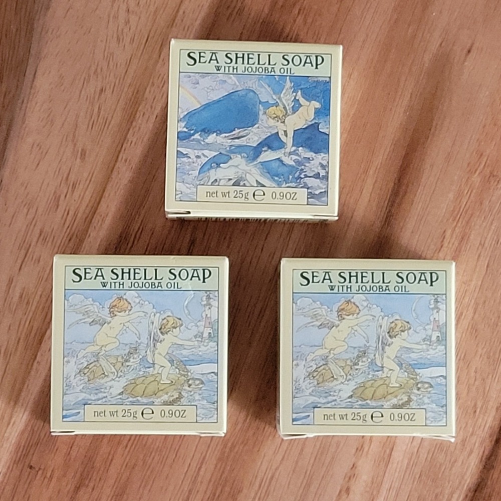 Crabtree & Evelyn Sea Shell Bar Soap 3-Pack 0.9oz Jojoba Oil Vintage Travel Size